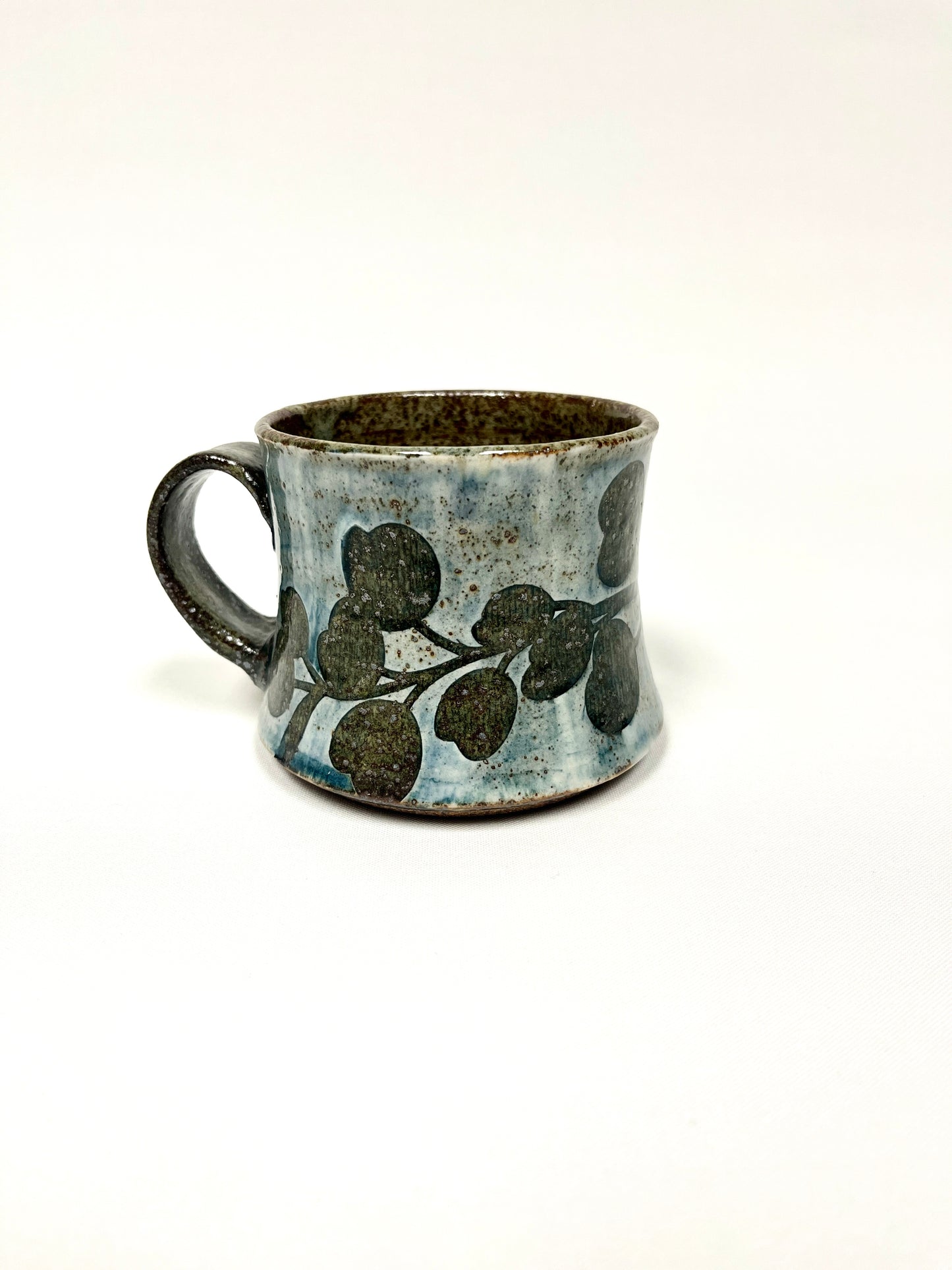Light Blue leaf stenciled short Mug by Shona Helstrom
