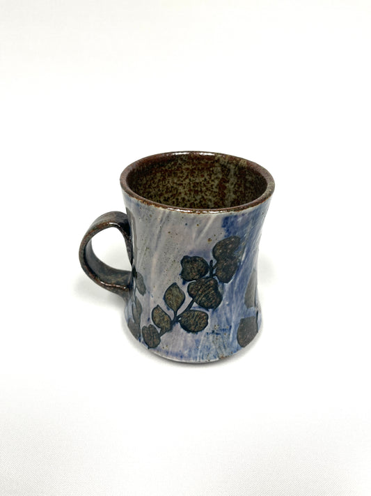 Light Blue Leaf Stenciled Mug by Shona Helstrom