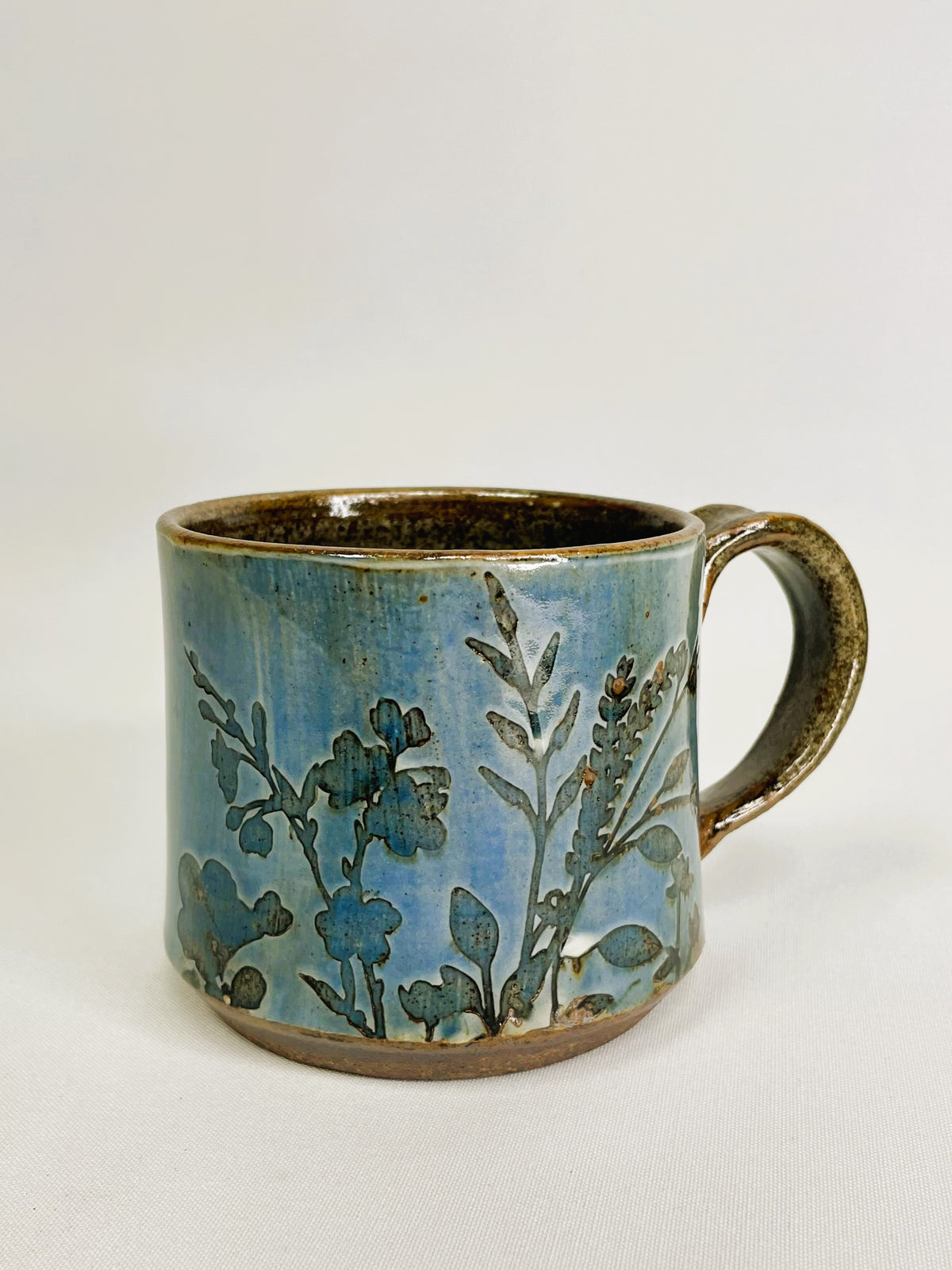 14 oz Blue Wild Flower Mug By Shona Helstrom