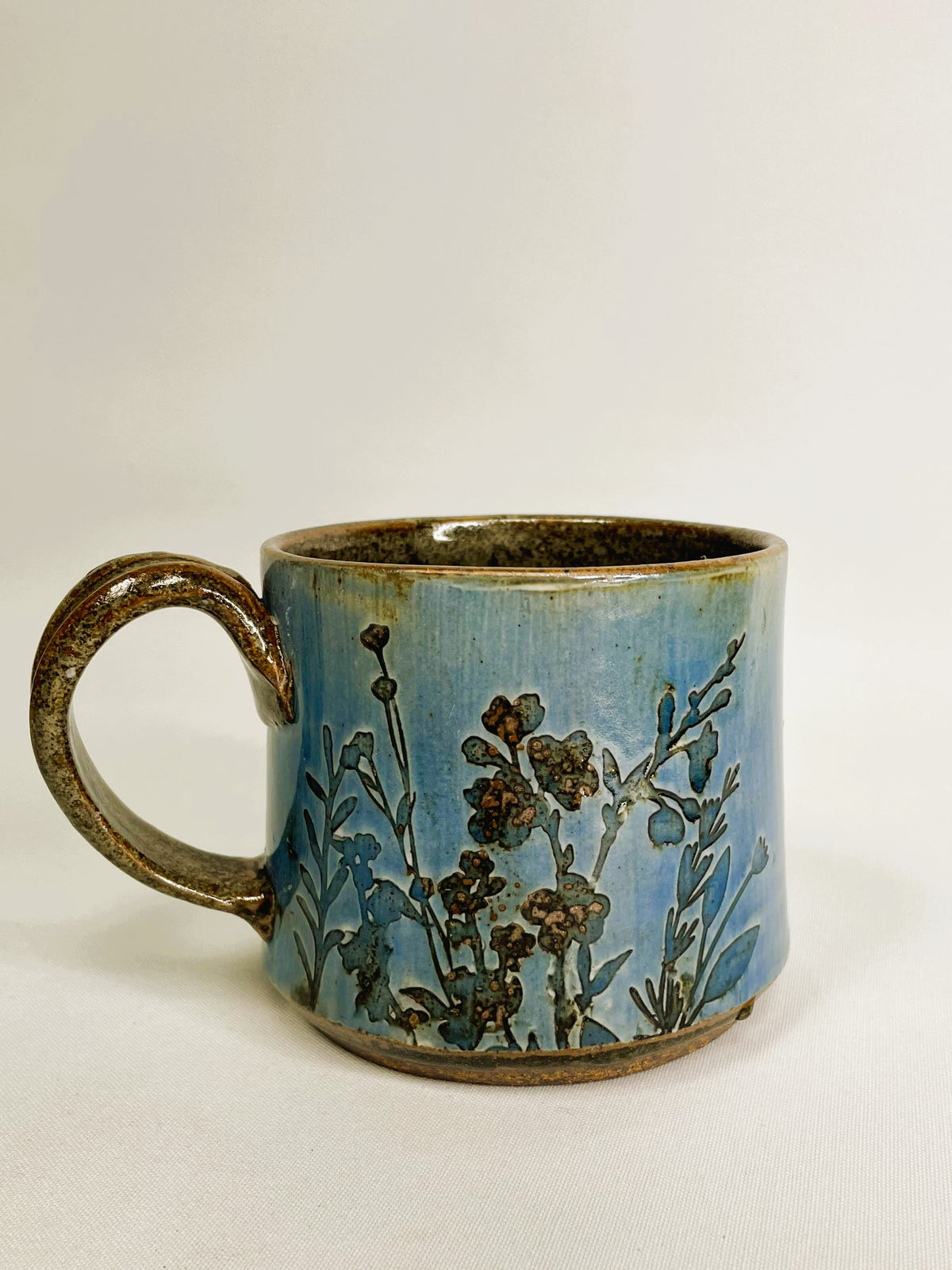 14 oz Blue Wild Flower Mug By Shona Helstrom