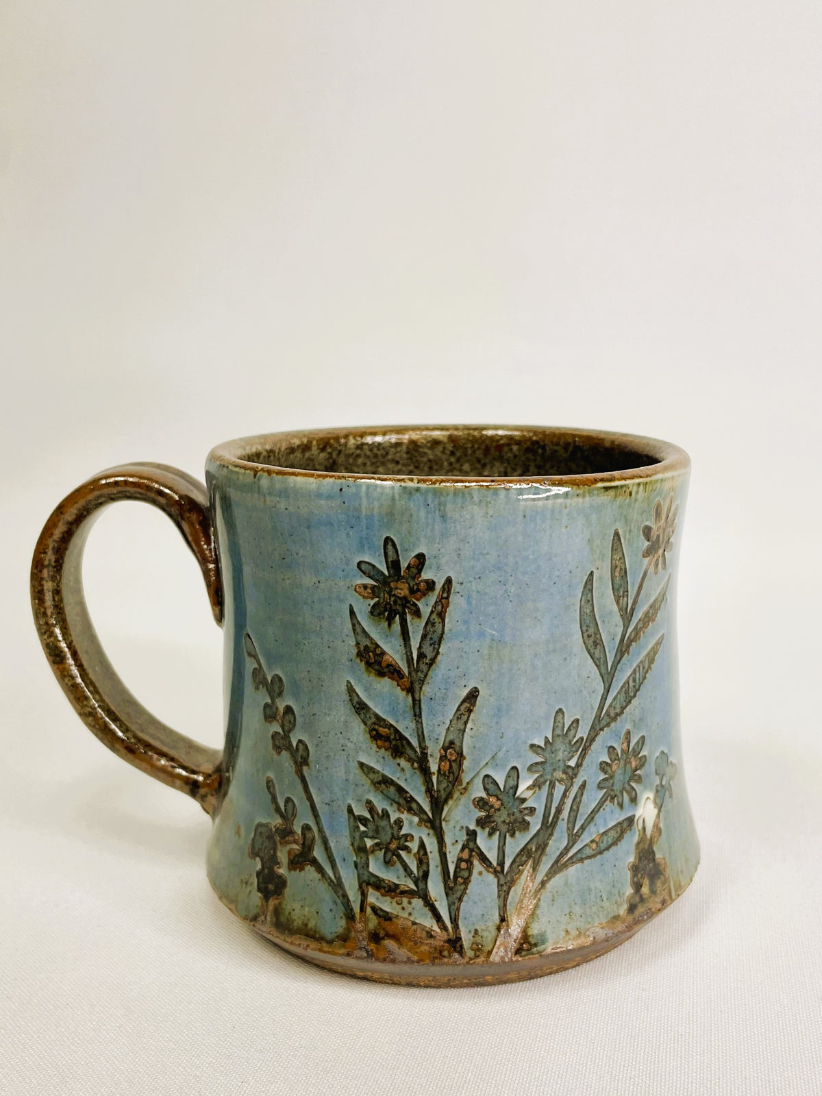 14 oz Blue Wild Flower Mug By Shona Helstrom