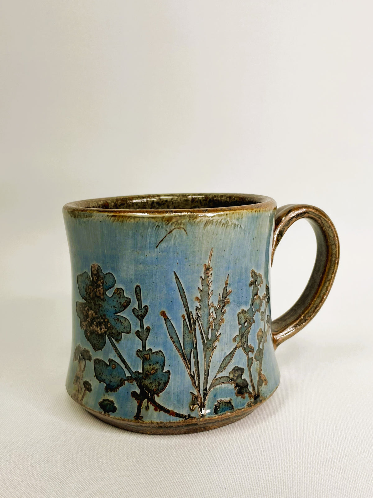 14 oz Blue Wild Flower Mug By Shona Helstrom