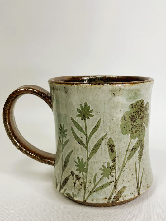 14 oz Green Wild Flower Mug By Shona Helstrom