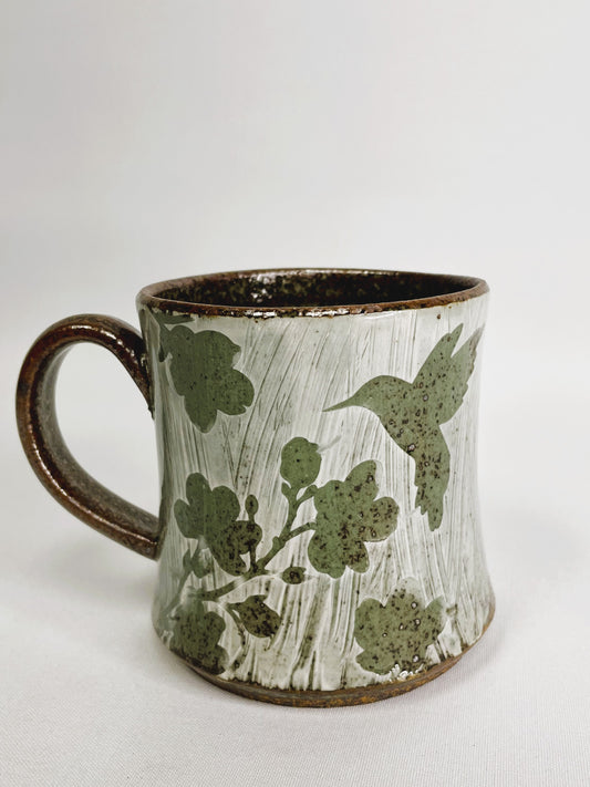 14 oz Green Wild Flower Mug By Shona Helstrom