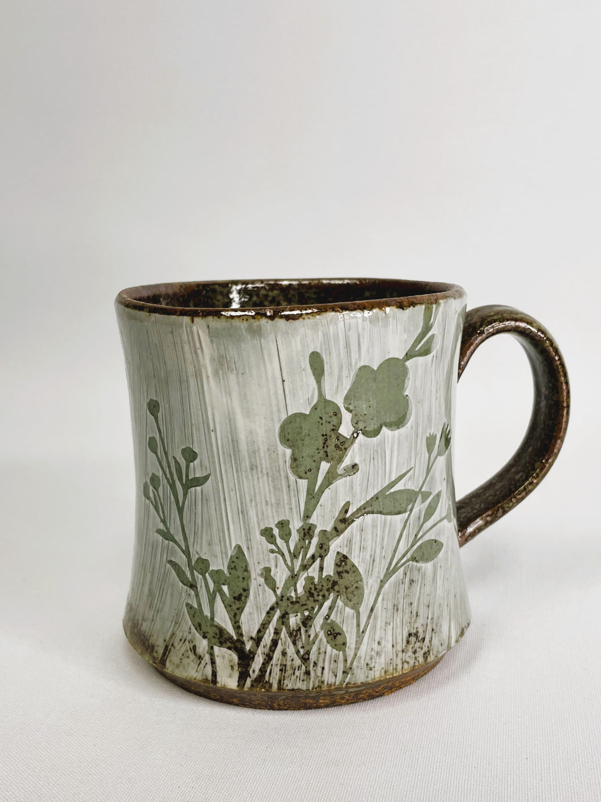 14 oz Green Wild Flower Mug By Shona Helstrom