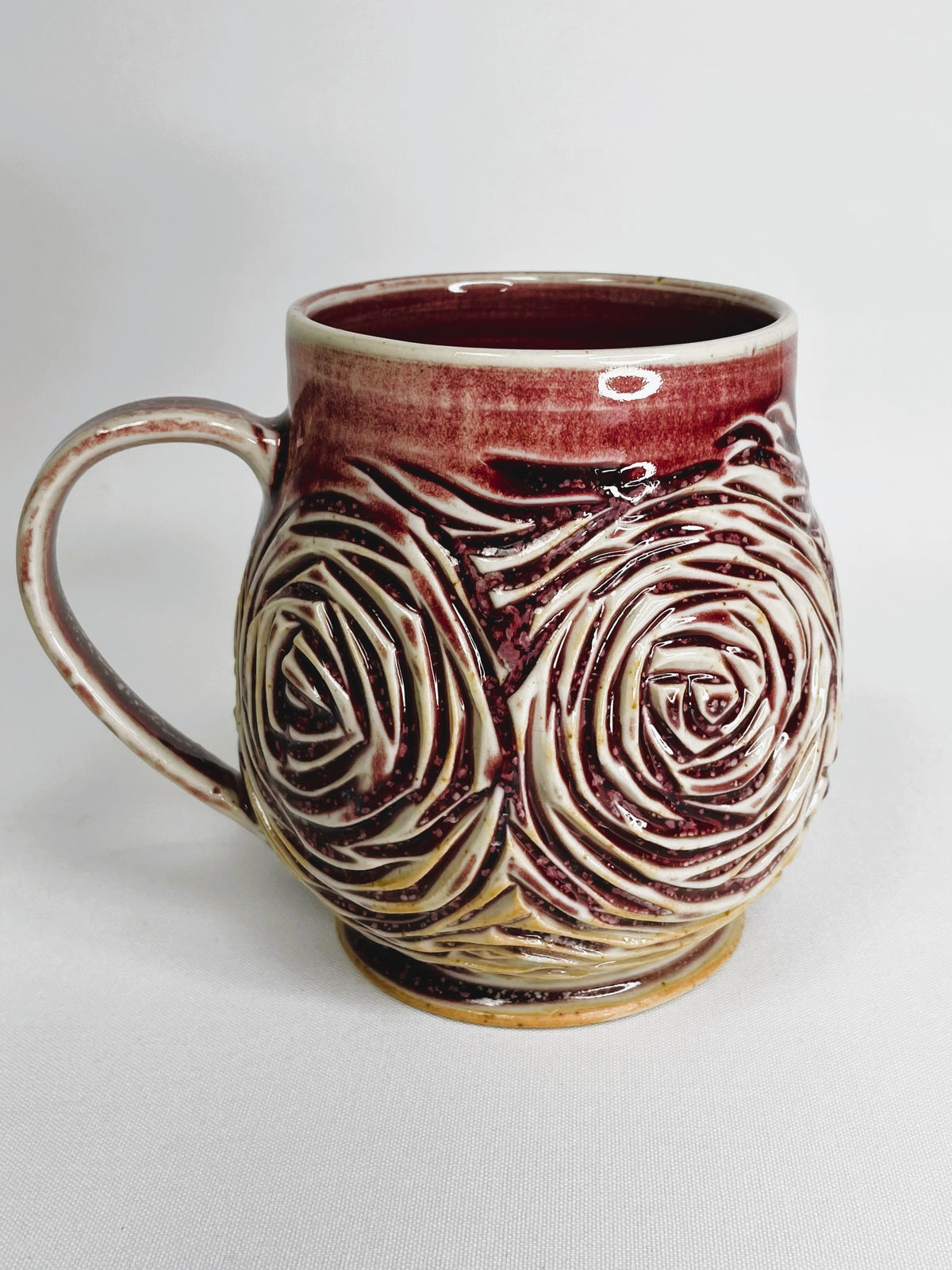 20 oz Red Hand Carved Mug By Shona Helstrom