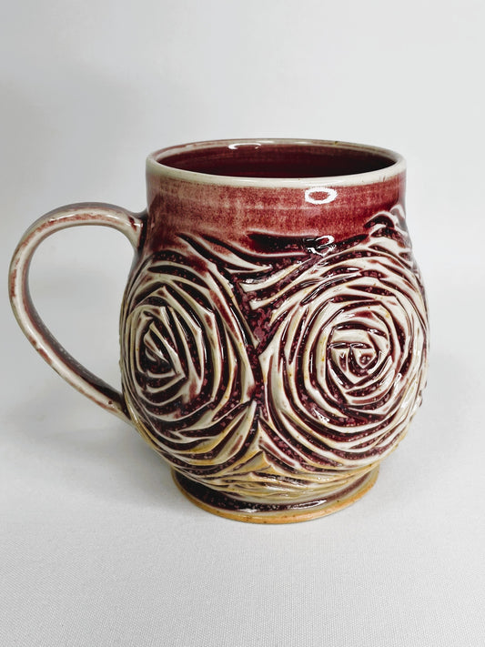 20 oz Red Hand Carved Mug By Shona Helstrom