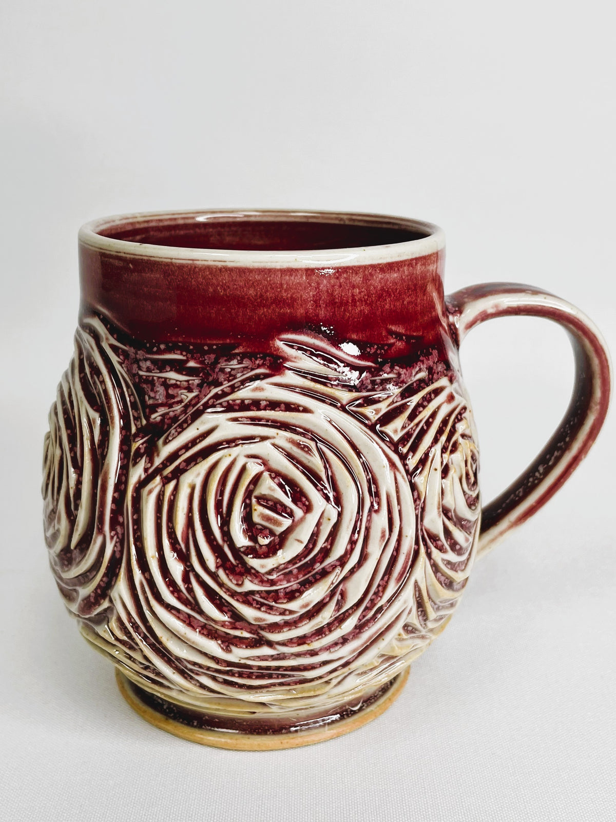 20 oz Red Hand Carved Mug By Shona Helstrom