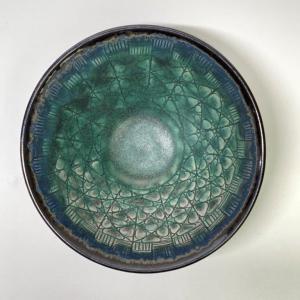 14.-Porcelain-bowl.Black-rim-Frosty-Green
