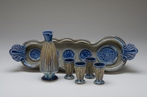 Blue Sake set with tray                        